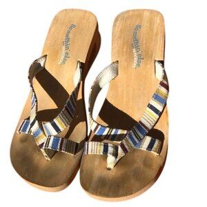 Somethin Else By Skechers Womens Striped Platform Sandals Size 6 With Foam Soles